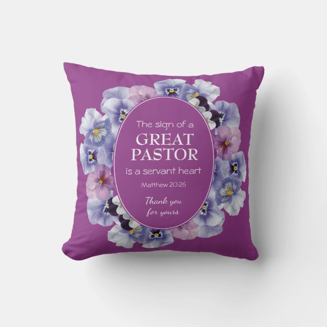 Christian Floral PASTOR APPRECIATION Servant Heart Cushion (Front)