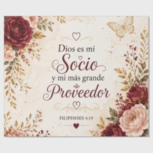 Christian Floral Wrapping Paper Dios es mi Socio