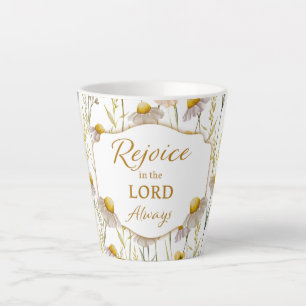 Christian flower Rejoice in the Lord Latte Mug