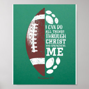 Christian Football Gifts Teen Boys Kids Men Religi Poster