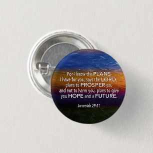 Christian   FOR I KNOW THE PLANS   Jeremiah 29:11 3 Cm Round Badge
