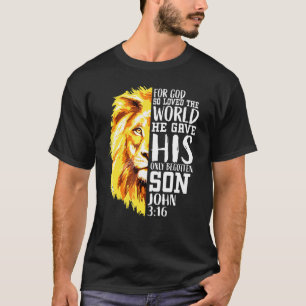 Christian For Men Lion Of Judah Graphic God John 3 T-Shirt