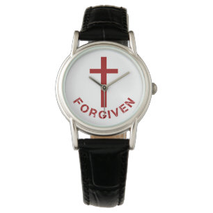 Christian Forgiven Red Cross and Text Design Watch