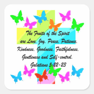 CHRISTIAN FRUIT OF THE SPIRIT SQUARE STICKER