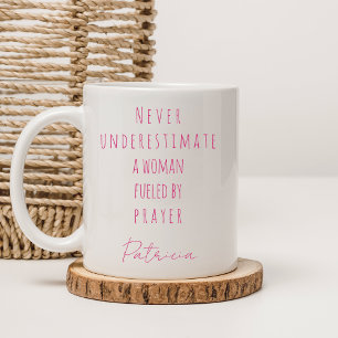 Christian Fuelled By Prayer Custom Name Pink Coffee Mug