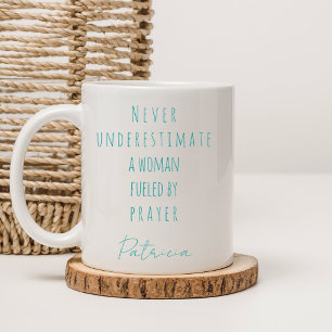 Christian Fuelled By Prayer Custom Name Teal Coffee Mug