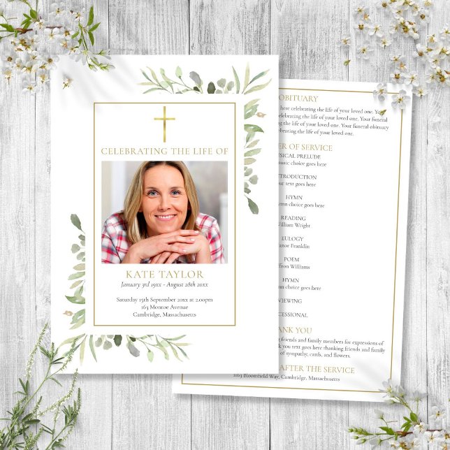 Christian Funeral Foliage Order Of Service Program (Christian Funeral Foliage Order Of Service Program)