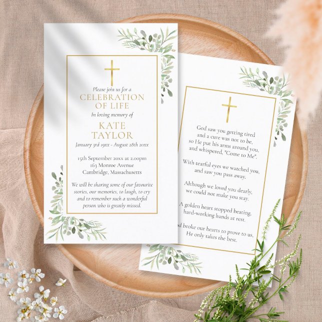 Christian Funeral  Memorial Greenery Prayer Cards (Creator Uploaded)