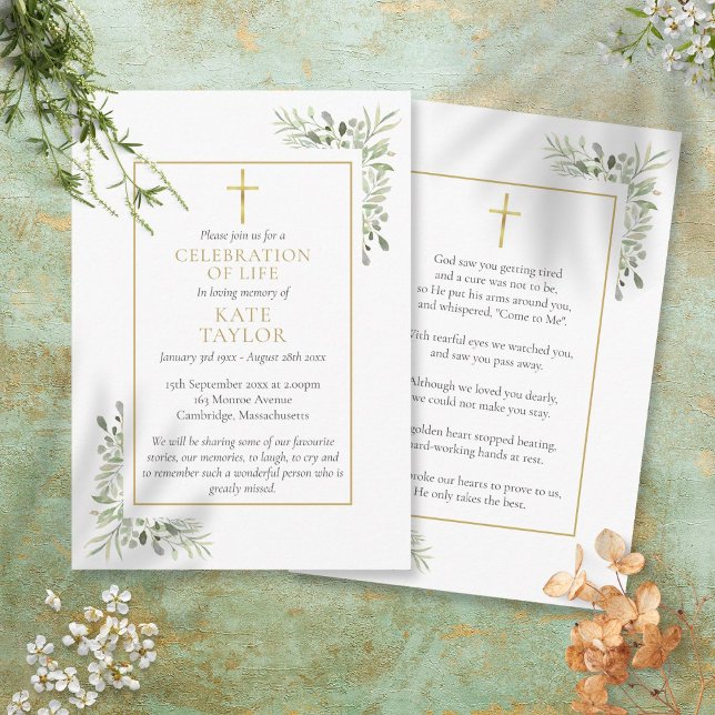Christian Funeral  Memorial Greenery Prayer Cards (Creator Uploaded)