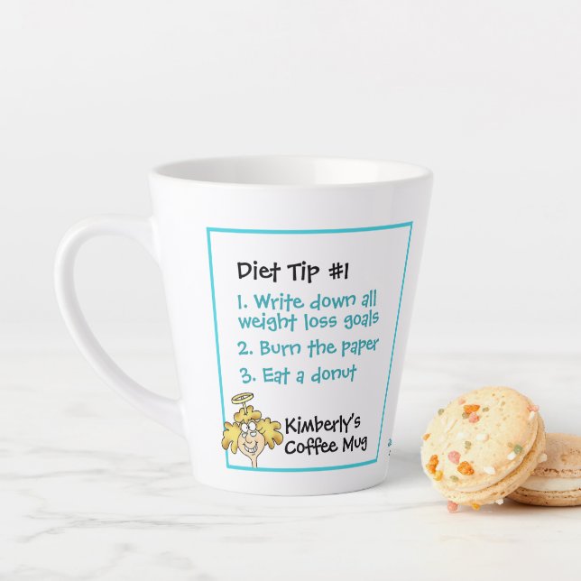 Christian Funny Cartoon Angel Diet Tip #1 Goals La Latte Mug (In Situ)