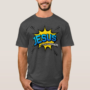 Christian Gift  Jesus is My Superhero  Fun Comic T-Shirt
