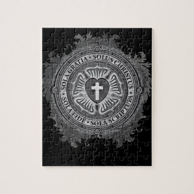 Christian Gift Luther Rose J-rose-black-background Jigsaw Puzzle (Vertical)