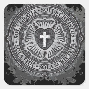 Christian Gift Luther Rose J-rose-black-background Square Sticker