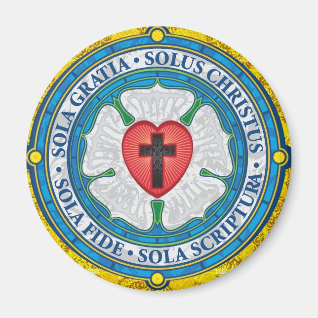 “CHRISTIAN GIFTS” Luther Rose Christian Jesus Lord Magnet (Front)