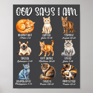 Christian Girl God Says I Am Cat Jesus Faith Bible Poster