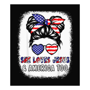 Christian Girl Loves Jesus & America Shirt 4th Jul Photo Print