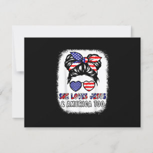 Christian Girl Loves Jesus & America Shirt 4th Jul RSVP Card