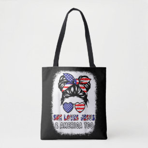 Christian Girl Loves Jesus & America Shirt 4th Jul Tote Bag