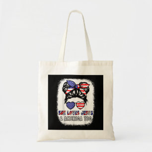 Christian Girl Loves Jesus & America Shirt 4th Jul Tote Bag