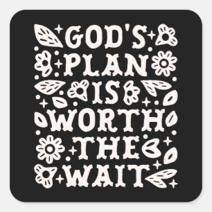 Christian girl mental health patience quotes black square sticker