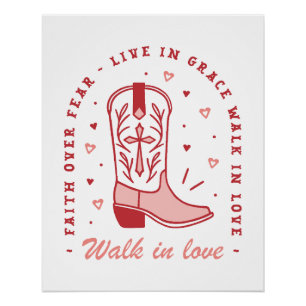 Christian girl quotes walk in love pink aesthetic poster
