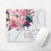 Christian Girly Vintage Floral Marble Bible Verse Mouse Pad (With Mouse)