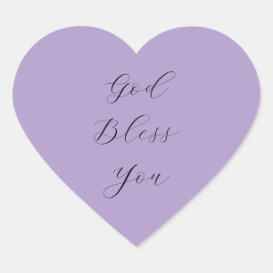 Christian ‘God Bless You’ Black Script Purple  Heart Sticker