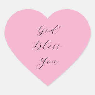 Christian ‘God Bless You’ Pink Black Script Heart Sticker