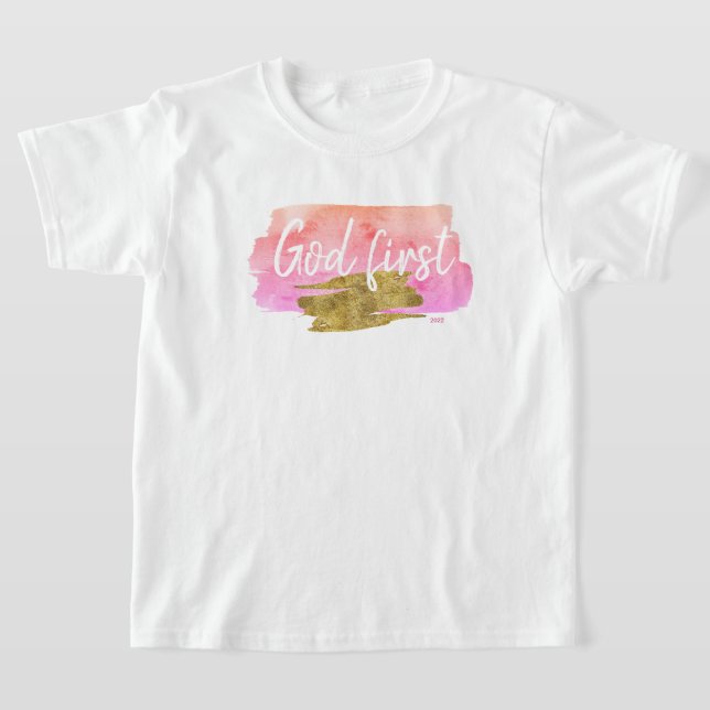 Christian God First   T-Shirt (Laydown)