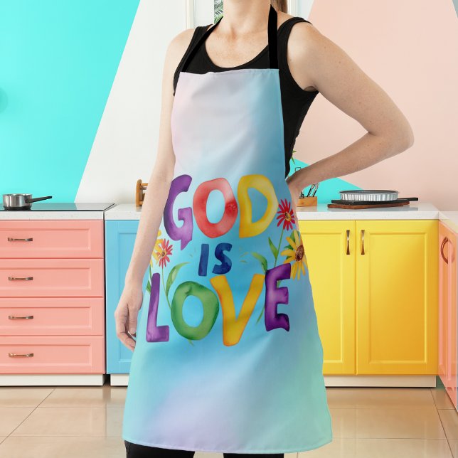 Christian God is Love Colourful Daisy Flowers Quot Apron (Creator Uploaded)