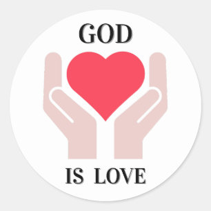 Christian God Is Love Heart & Hands Classic Round Sticker