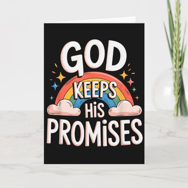 Christian God Keeps His Promises Rainbow Clouds  Card (Front)