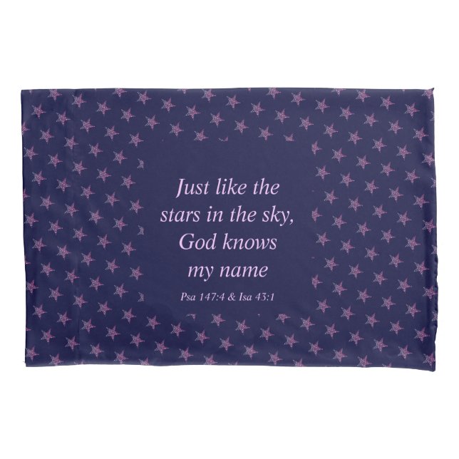 Christian GOD KNOWS MY NAME Sparkle Stars  Pillowcase (Front)