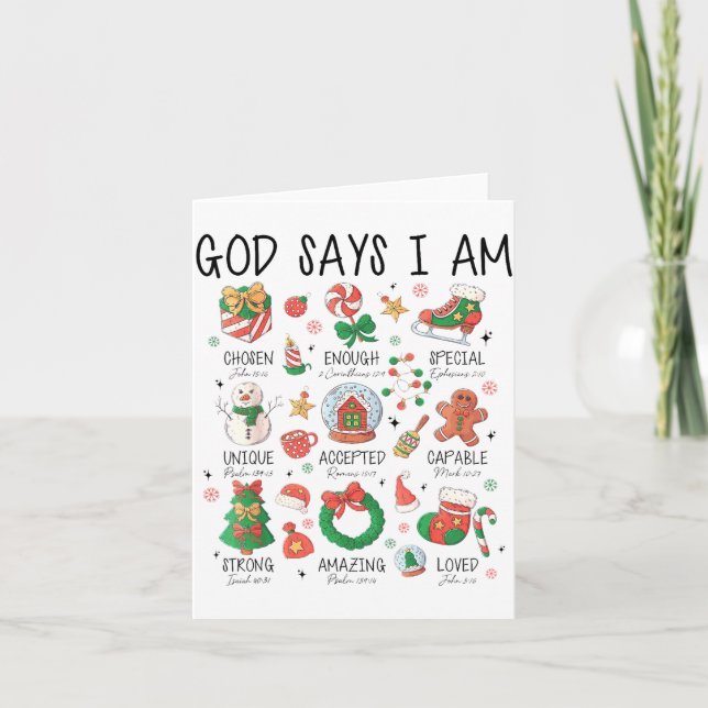 Christian God Say I Am Christmas Jesus Faith Bible Card (Front)
