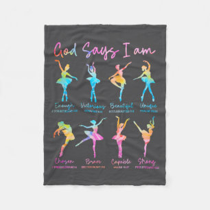 Christian God Says I Am Bible Verse Tie Dye Ballet Fleece Blanket
