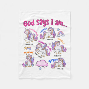 Christian God Says I Am Unicorn Bible Verse Religi Fleece Blanket