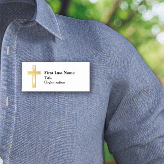 Christian Gold Cross Acrylic Name Tag