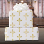 Christian Gold Cross Baptism Christening Communion Wrapping Paper<br><div class="desc">Featuring a gold Christian cross. Perfect for baptisms,  christenings,  holy communions and any other Christian event.  Designed by Thisisnotme©</div>