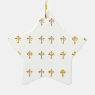 Christian Gold Cross Ceramic Ornament