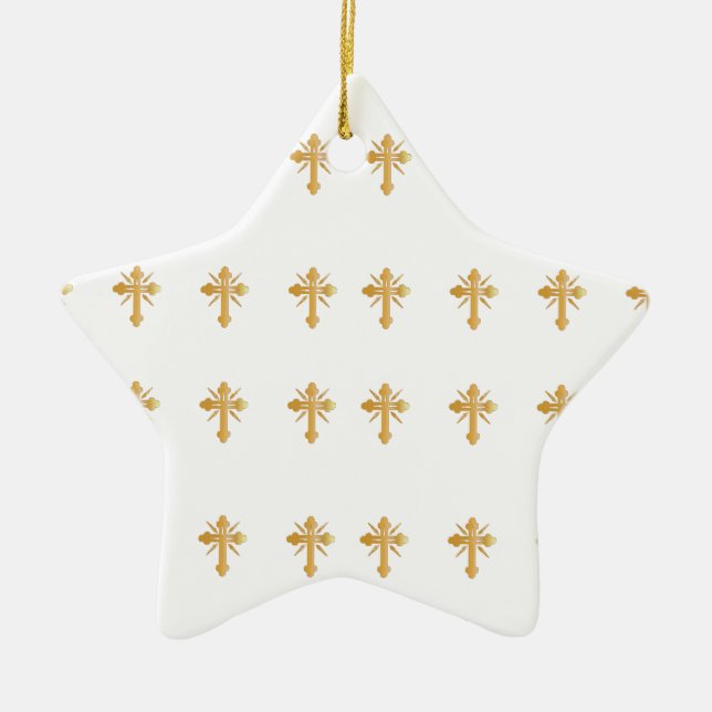 Christian Gold Cross Ceramic Ornament (Front)