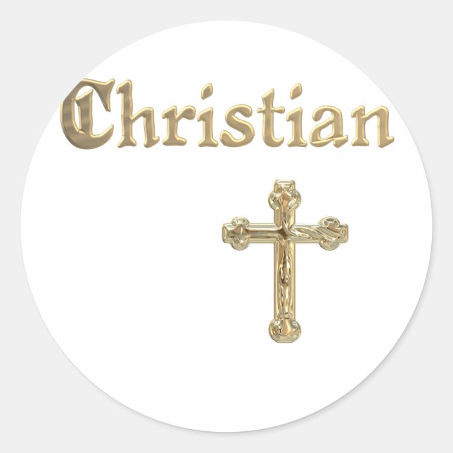 Christian Gold Cross Classic Round Sticker (Front)