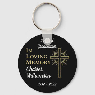 Christian Gold Cross Remberance Memorial Key Ring