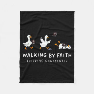 Christian Goose Walking By Faith Tripping Constant Fleece Blanket