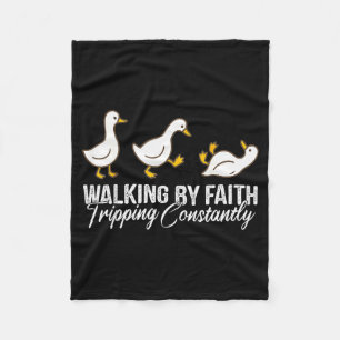 Christian Goose Walking By Faith Tripping Constant Fleece Blanket