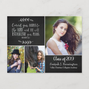 Christian Graduation Bible Verse Chalkboard Postcard