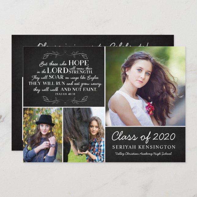 Christian Graduation Bible Verse isaiah 40 Photo Invitation (Front/Back)