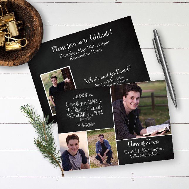 Christian Graduation Bible Verse Photo Collage Invitation (Creator Uploaded)