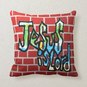 Christian graffiti cushion