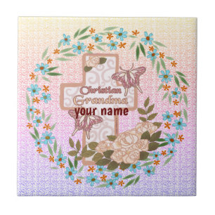Christian Grandma custom name Ceramic Tile