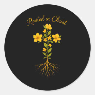 Christian Graphic Tee Rooted In Christ For Women F Classic Round Sticker